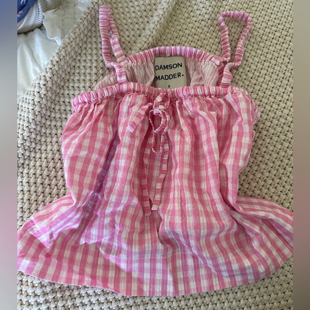 Damson madder pink gingham top